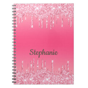 Personalisierter rosa tropfender Glitter-Trendy-Gl Notizblock