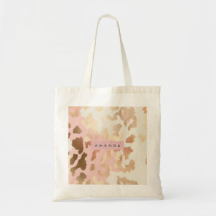 Personalisierter Rosa und Gold Leopardenprint Tragetasche