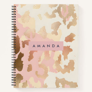 Personalisierter rosa und goldener Leopardenprint Notizbuch