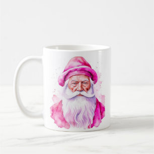 Personalisierter rosa Weihnachtsmann und Schneeman Kaffeetasse