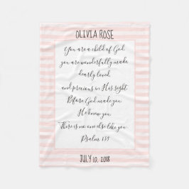 Personalisierter, rosa/weißer Streifen, Verse aus  Fleecedecke