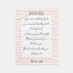 Personalisierter, rosa/weißer Streifen, Verse aus Fleecedecke