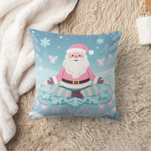 Personalisierter rosa Yoga-Weihnachtsmann-Meditati Kissen