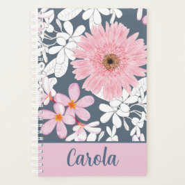 Personalisierter rosafarbener Blumenplaner Planer
