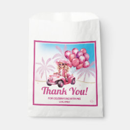 Personalisierter rosafarbener Strand Geburtstag Geschenktütchen