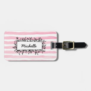 Personalisierter, rosafarbener Streifen Gepäckanhänger