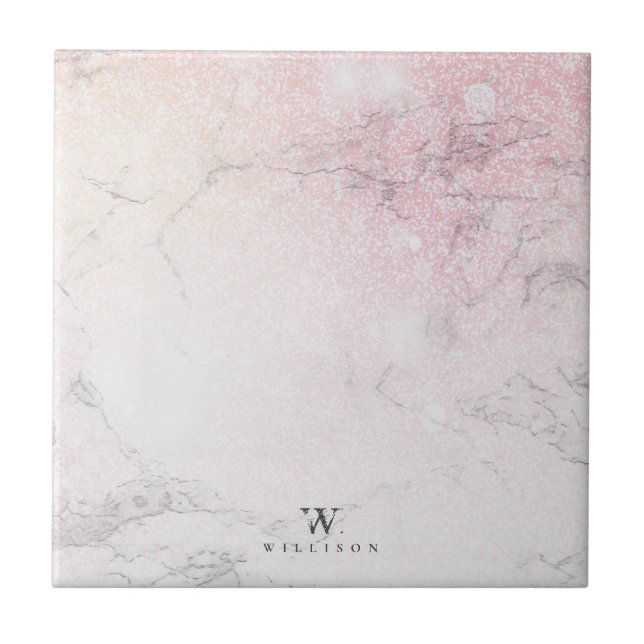 Personalisierter Rose-Glitzer Fliese (Vorderseite)