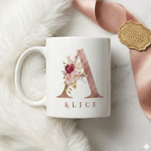 Personalisierter Roségold-Blumen-Initialbuchstabe