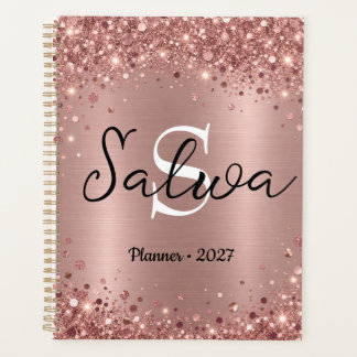 Personalisierter Roségold-Glitter-Planer 2027 Planer