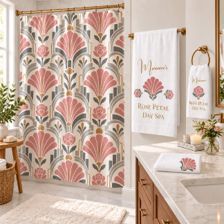 Personalisierter Rosenblatt-Tages-Spa im Art Deco- Badhandtuch Set