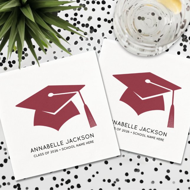 Personalisierter roter Abschluss Serviette (Personalized Red Graduation Napkins)