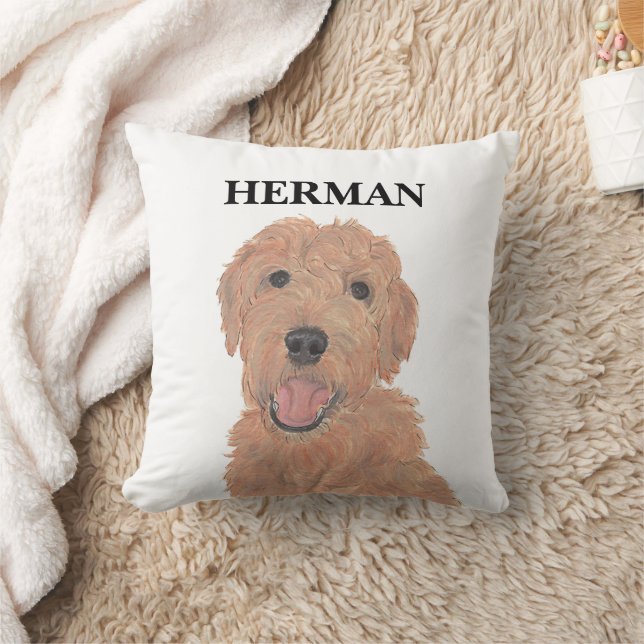 Personalisierter Roter Apricot Golden Doodle rever Kissen (Decke)