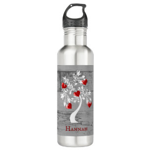 Personalisierter Roter Baum des Herzens Edelstahlflasche