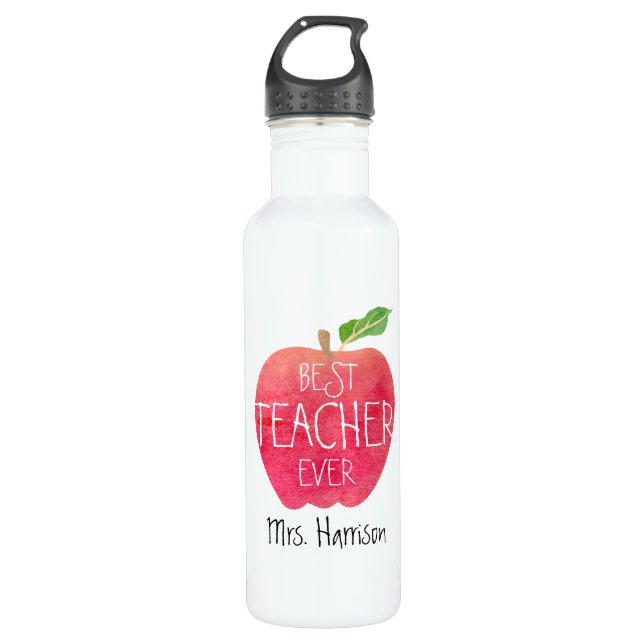 Personalisierter roter bester Lehrer Apples Trinkflasche (Vorderseite)