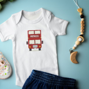 Personalisierter Roter Bus Baby Strampler