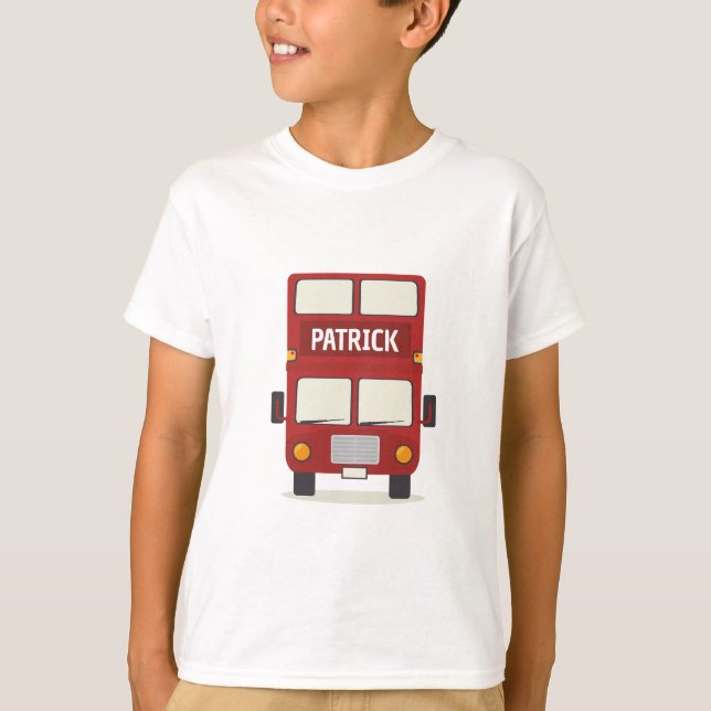 Personalisierter Roter Bus T-Shirt (Vorderseite)