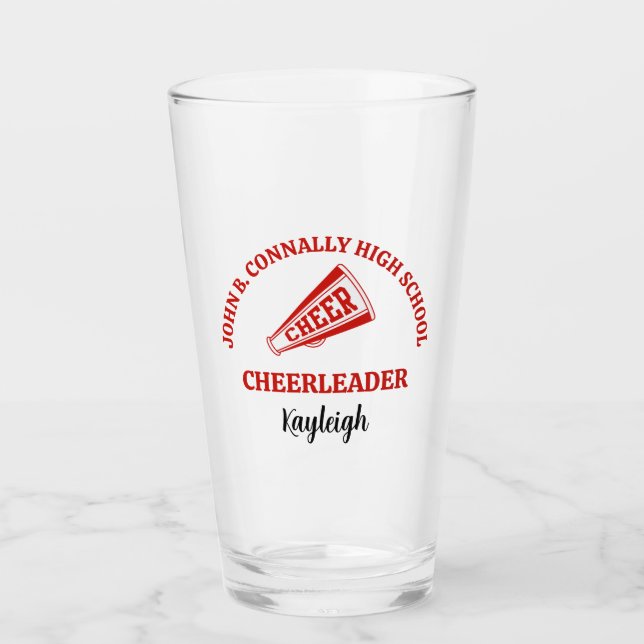 Personalisierter roter Cheerleader der High School Glas (Vorderseite)