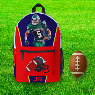 Personalisierter roter Fußball-Rucksack für Jungen Bedruckter Rucksack
