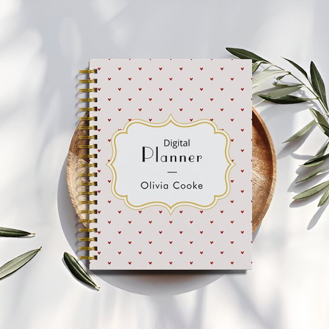 Personalisierter roter Herzplaner mit Individuelle Planer (Red Heart Personalized Planner With Custom Name)