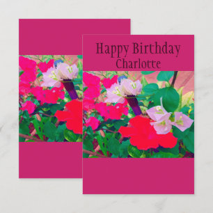 Personalisierter Roter Hibiskus zum Geburtstag Karte