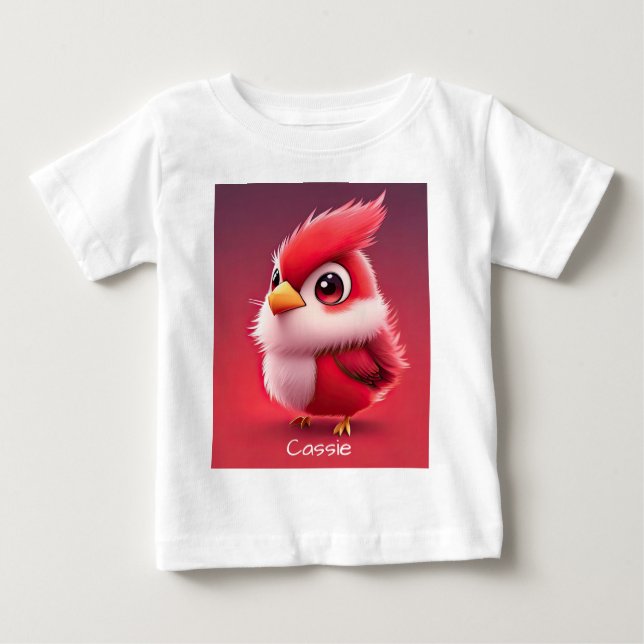 Personalisierter, roter Kardinal Baby T-shirt (Vorderseite)