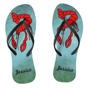 Personalisierter Roter Krebs Flip Flops