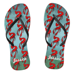 Personalisierter Roter Krebs Flip Flops