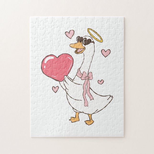 Personalisierter roter Liebes Valentinstag Puzzle (Vertikal)