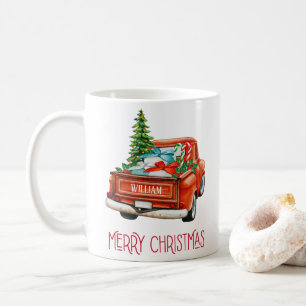 Personalisierter Roter Lieferwagen Vintager LKW Kaffeetasse