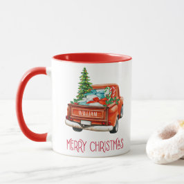 Personalisierter Roter Lieferwagen Vintager LKW Tasse