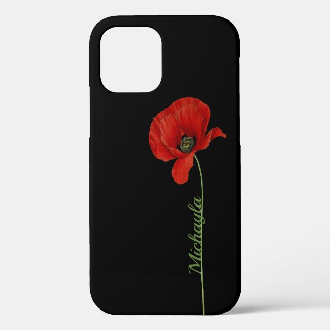 Personalisierter Roter Mohn auf schwarz Case-Mate iPhone Hülle (Rückseite)