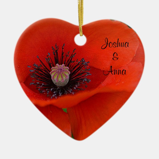 Personalisierter Roter Mohn Keramik Ornament (Vorne)