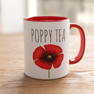 Personalisierter roter Mohn-Tee-Zweiton-Becher Tasse