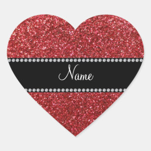 Personalisierter roter NamensGlitter Herz-Aufkleber