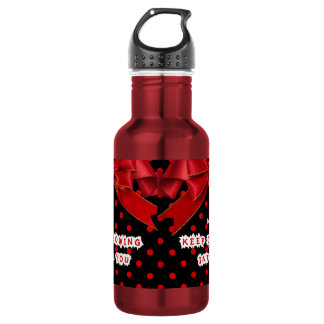 Personalisierter roter Punkte Motivations- Edelstahlflasche