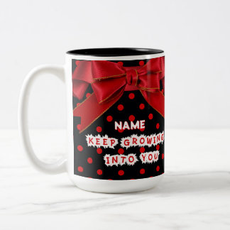 Personalisierter roter Punkte Motivationsbecher Zweifarbige Tasse