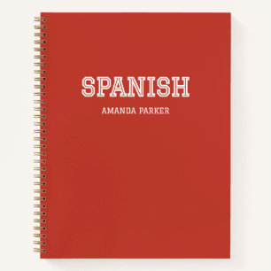 Personalisierter roter spanischer Schulkalender 20 Notizbuch