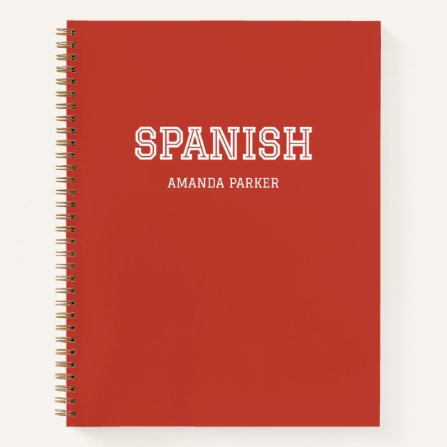 Personalisierter roter spanischer Schulkalender 20 Notizbuch (Vorderseite)