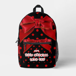 Personalisierter roter Tupfen-Schleifen-Spiral Bedruckter Rucksack