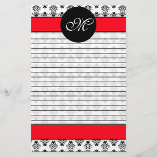 Personalisierter roter u. weißer Damast Briefpapier