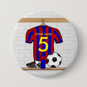 Personalisierter roter und blauer Fußball-Fußbal Button