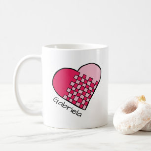 Personalisierter roter und rosa gewebter Herz-Dood Kaffeetasse