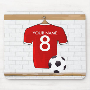 Personalisierter roter und weißer Fußball-Fußba Mousepad