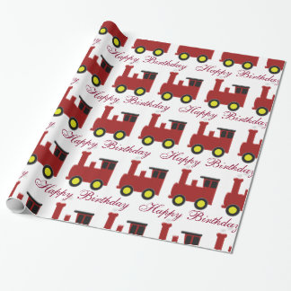 Personalisierter roter Zug-Geburtstag Geschenkpapier