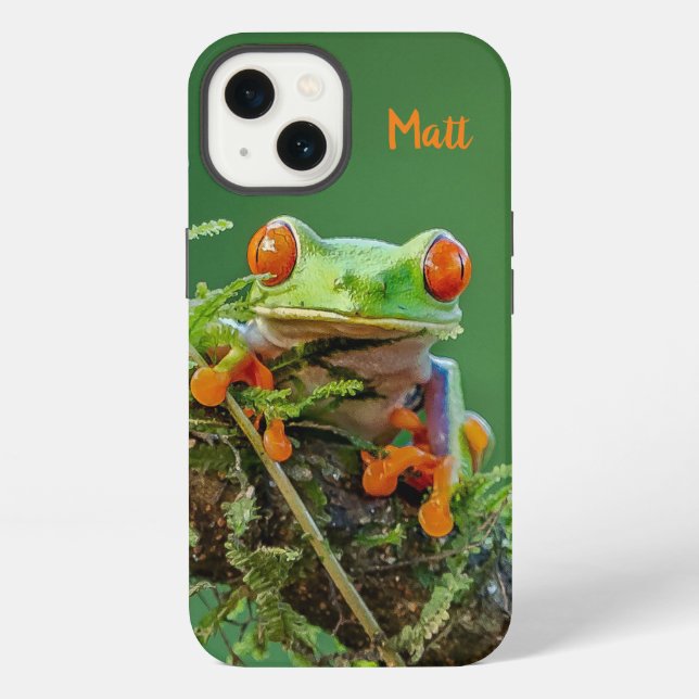 Personalisierter Rotschaumfrosch iPhone Hülle (Rückseite)