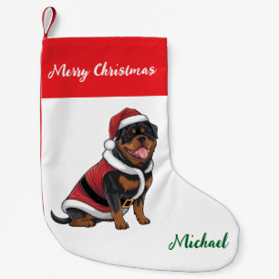 Personalisierter Rottweiler-Hund in Santa-Hut Kleiner Weihnachtsstrumpf
