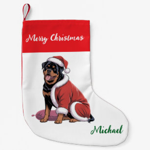Personalisierter Rottweiler-Hund in Santa-Mütze Kleiner Weihnachtsstrumpf