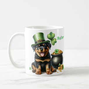 Personalisierter Rottweiler Hund St. Patricks Tag Kaffeetasse