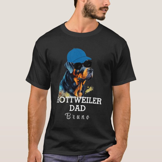Personalisierter Rottweiler-Hundevater T-Shirt (Vorderseite)