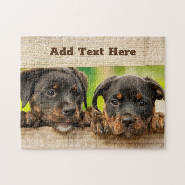 Personalisierter Rottweiler Welpenhund Puzzle (Horizontal)